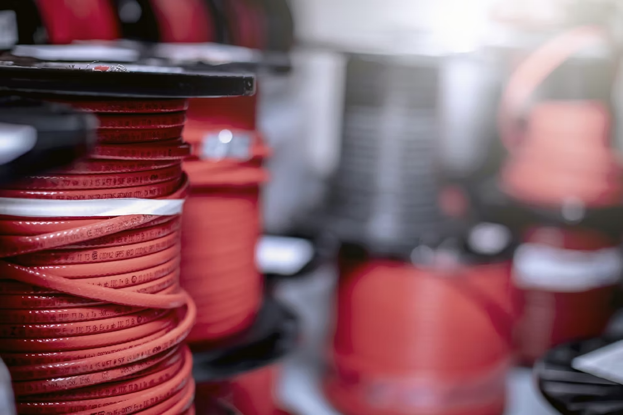 Eine Nahaufnahme von aufgerollten Heizbändern