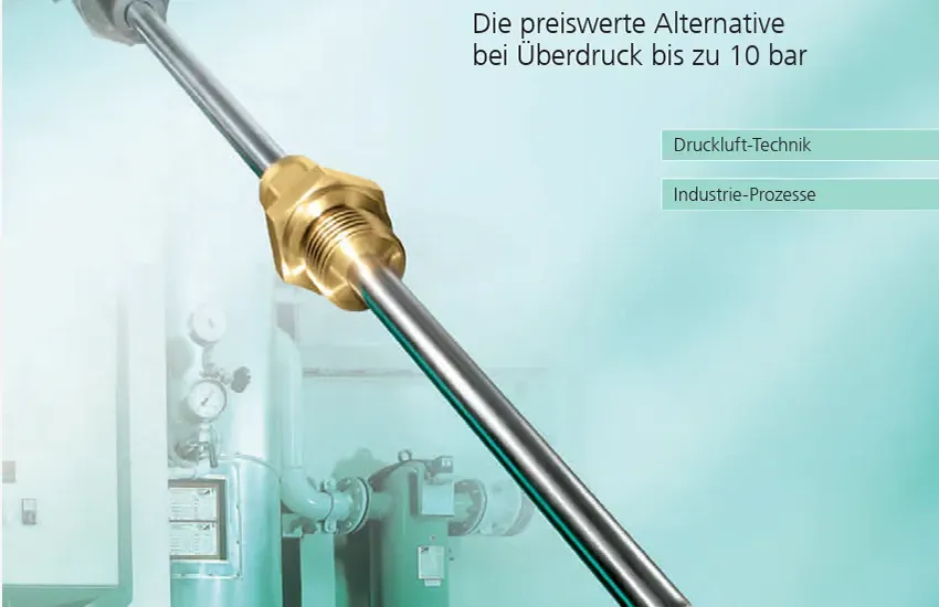 Strömungssensor mit silbernen Stab mit goldenem Schraubverschluss